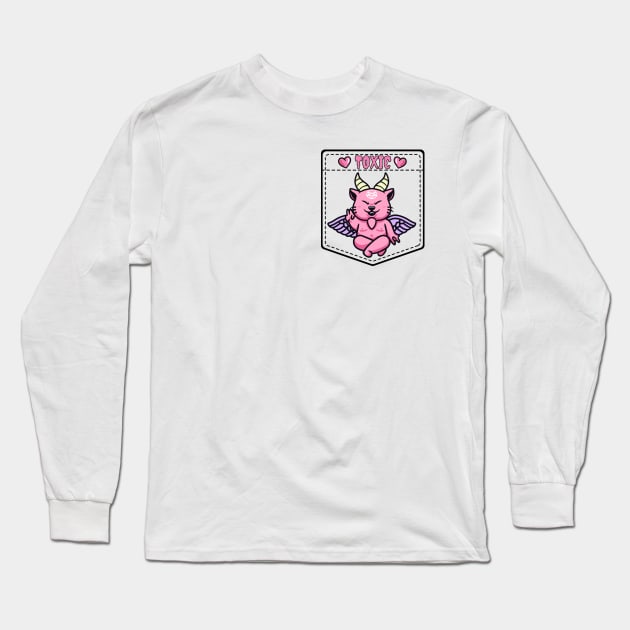 Cat Baphomet Long Sleeve T-Shirt by Rockadeadly